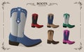 Cowboy Boots detailed illustration leather casual shoes collection