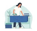 Woman Ironing Clothes with Electric Iron at Home for Housework Concept Illustration Royalty Free Stock Photo