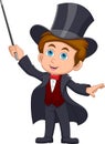 cute magician boy cartoon