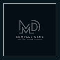 Creative Monogram for Initial Letter MD Logo - Alphabet M and D Minimal Vector Logo Template