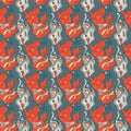 Psychedelic abstract unique seamless pattern with abstract faces