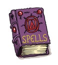 Halloween Spooky Magic Spell Book Cartoon Doodle