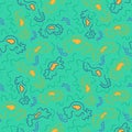 Seamless unusual colorful pattern with wave abstract elements