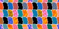 Colorful diverse people crowd abstract art seamless pattern