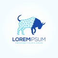 Geometric bull tech logo design vector image