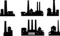set of images of silhouettes of factory pipes