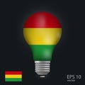 Vector light bulb with flag of Bolivia, 3D rendering isolated on gray background.Web