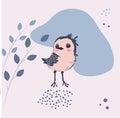 Cartoon little bird. Nice greeting card.