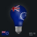 Vector light bulb with flag of Cook Islands, 3D rendering isolated on gray background.Web Royalty Free Stock Photo