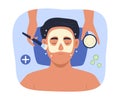 Man Doing Facial Mask Treatment for Skincare Concept Illustration