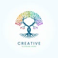Modern colorful circle tree logo design vector image