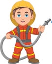 Cheerful little boy in firefighter costume Royalty Free Stock Photo