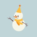Cute snowman. Vector illustration in flat, simple style