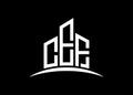 Letter CEF building vector monogram logo design template. Building Shape CEF logo. Royalty Free Stock Photo