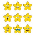 set yellow star face emotion funny