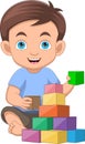 Little boy playing with blocks Royalty Free Stock Photo