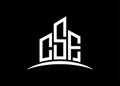 Letter CSF building vector monogram logo design template. Building Shape CSF logo.