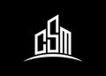 Letter CSM building vector monogram logo design template. Building Shape CSM logo.