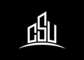 Letter CSU building vector monogram logo design template. Building Shape CSU logo. Royalty Free Stock Photo