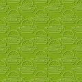 colorful linear vege vegan seamless pattern with hand drawn doodle burger on green background