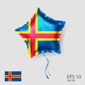 Celebration vector balloon with flag of Aland Islands. Shiny Star balloon.Web