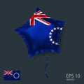 Celebration vector balloon with flag of Cook Islands. Shiny Star balloon.Web Royalty Free Stock Photo