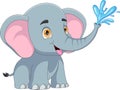 Cartoon Baby Elephant Spraying Water