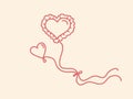 Heart shape balloons illustration. Valentine\'s Day concept. Love symbol. Ornate playing objects.