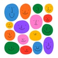 Colorful cartoon character face circle avatar illustration