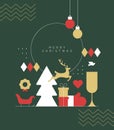 Merry christmas modern geometric banner Royalty Free Stock Photo