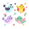 set birds, AI illustration Royalty Free Stock Photo