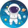 Cute astronaut flying in space cartoon Royalty Free Stock Photo