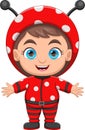 cute little girl in ladybug costume cartoon