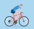 flat vector healthy people active riding a bicycle and exercise bike