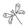 Dragonfly Line Art Doodle Illustration
