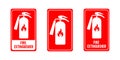 Red fire extinguisher Icon set .Firefighters tools for flame fighting attention