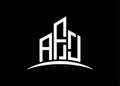 Letter AFJ building vector monogram logo design template. Building Shape AFJ logo, Royalty Free Stock Photo