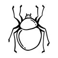 Hand-Drawn Insect Doodle Illustration For Coloring Book