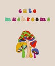 Cute mushrooms vector illustration. Royalty Free Stock Photo