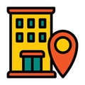 Office Building Location Vector Filled Line Icon suitable for business or investment or office purpose