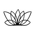 Simple lotus flower line drawing outline isolated in white background.