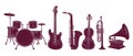 Music Instrument Band Equipment Vector Illustration Graphic Set Royalty Free Stock Photo