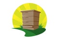 Vector Illustration of a Wooden Bee Box Hive