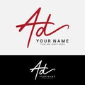 A, D, AD Initial handwriting or handwritten letter logo. Logo with signature, wedding, fashion and hand drawn in style