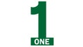 ONE 1 - Text and Number - Green color 1 Royalty Free Stock Photo