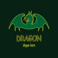 green drasgon logo with inscription on a dark background,Chinese calendar Royalty Free Stock Photo