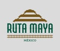 Ruta Maya, Mayan Route spanish text, piramid and Train lines