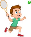 boy playing tennis ball cartoon Royalty Free Stock Photo