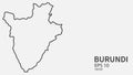 Vector line map of Burundi. Vector design isolated on white background. Web