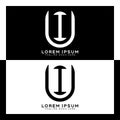 UI initial letter logo. Alphabet U and I pattern design monogram